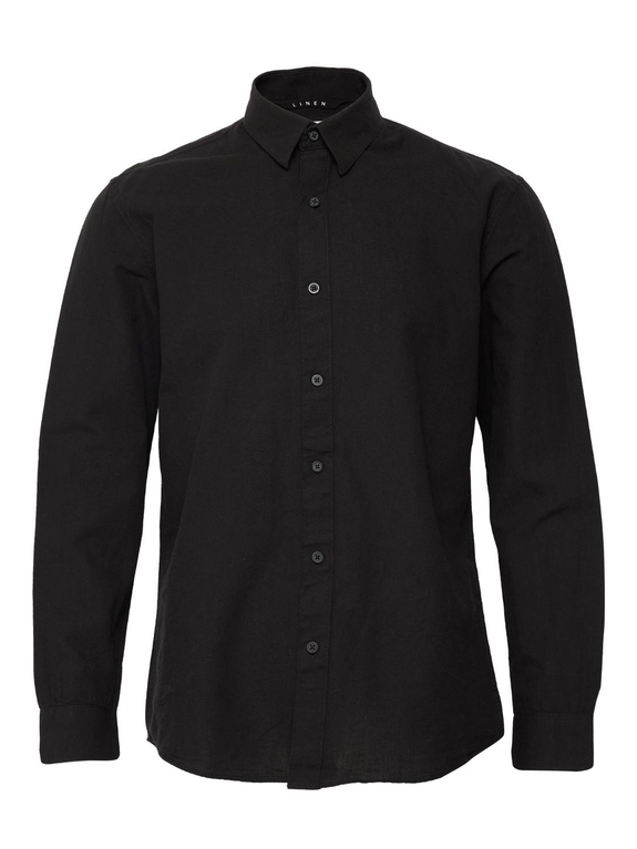 Selected Reg New Linen Shirt LS Classic - Black
